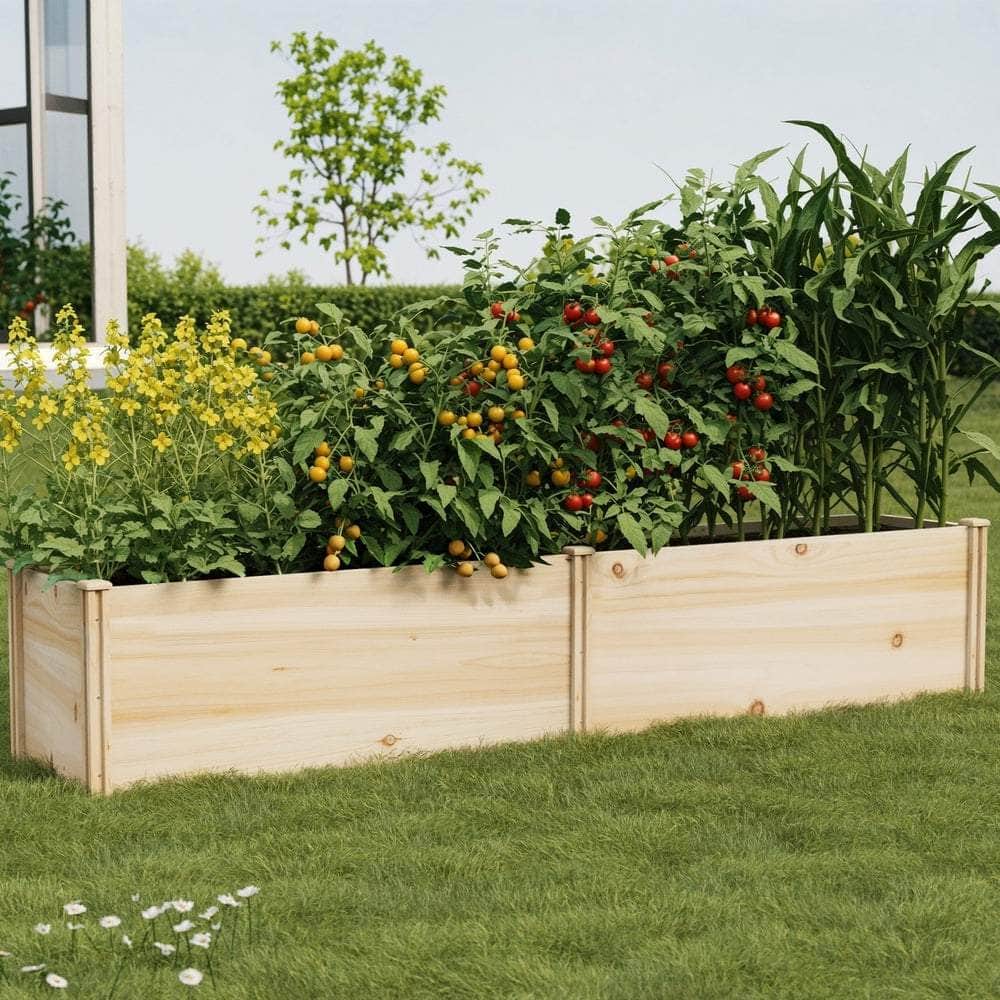 Garden Bed 240x45x45cm Raised Wooden Planter Outdoor Vegetable Flower Box