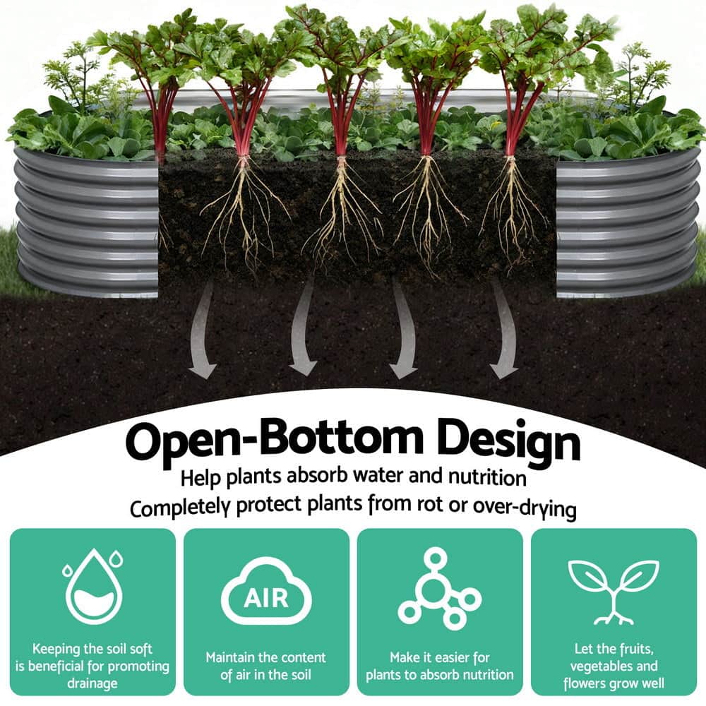 Garden Bed 240X80X56Cm Oval Planter Box with Greenhouses & Accessories
