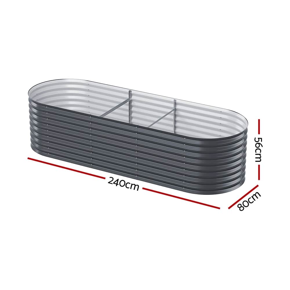 Greenhouses & Accessories - Garden Bed 240X80X56Cm Oval Planter Box