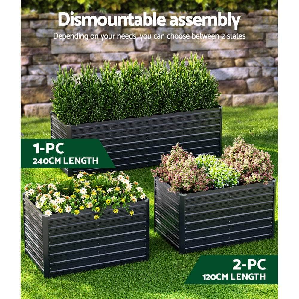 Garden Bed 240x80x77cm Planter Box Raised Container Galvanised Herb