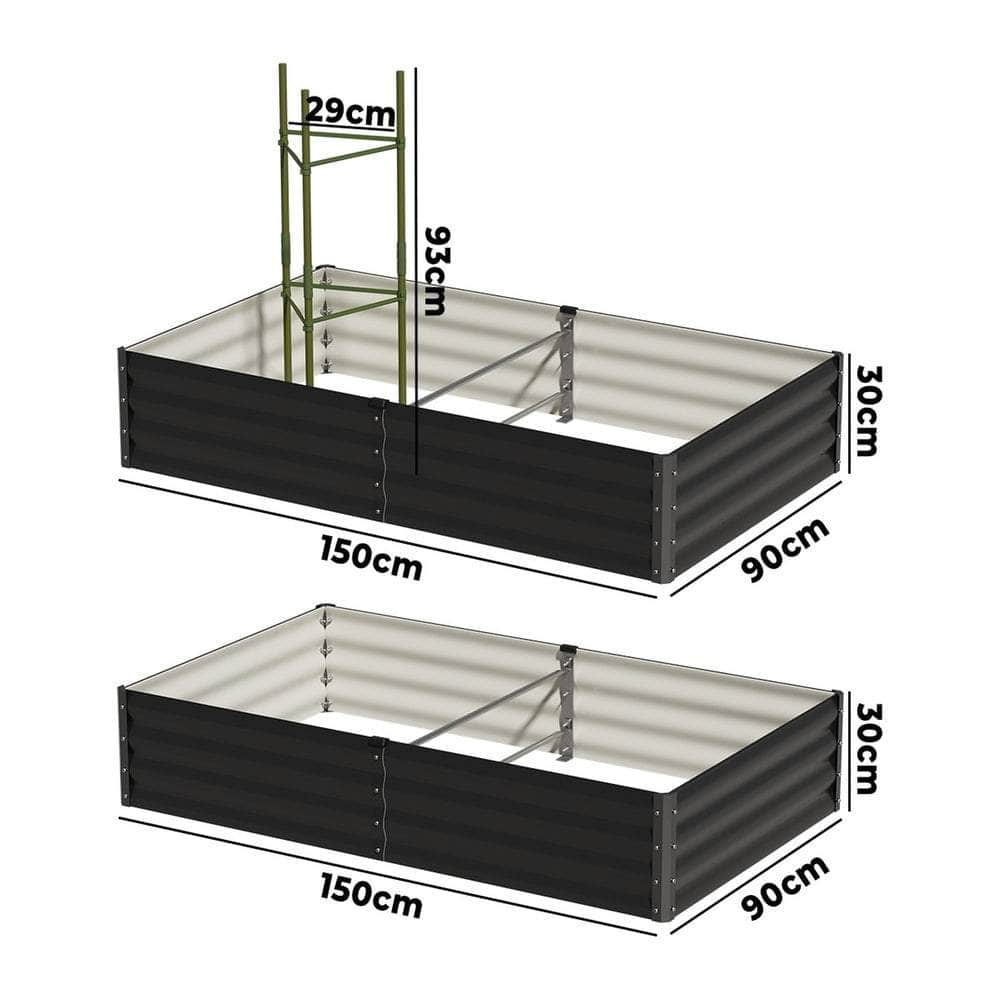 Garden Bed 290x90x30cm Planter Stand Box Galvanise