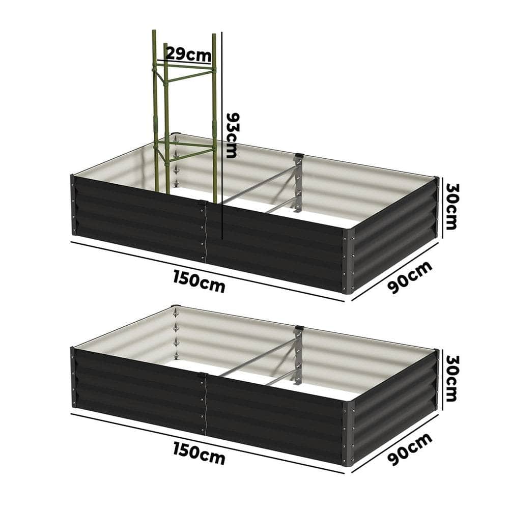 Garden Bed 290x90x30cm Planter Stand Box Galvanise