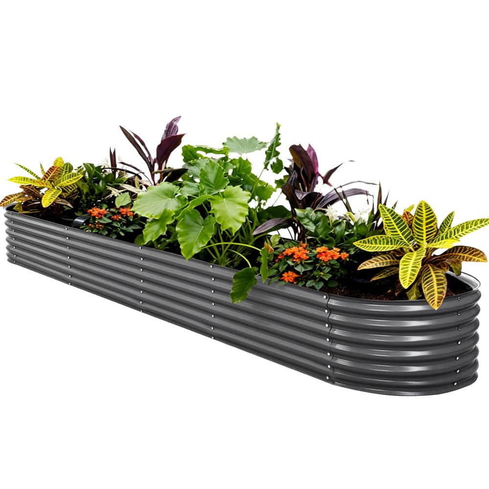 Garden Bed 320X80X42cm Oval Planter Box Raised Container Galvanised