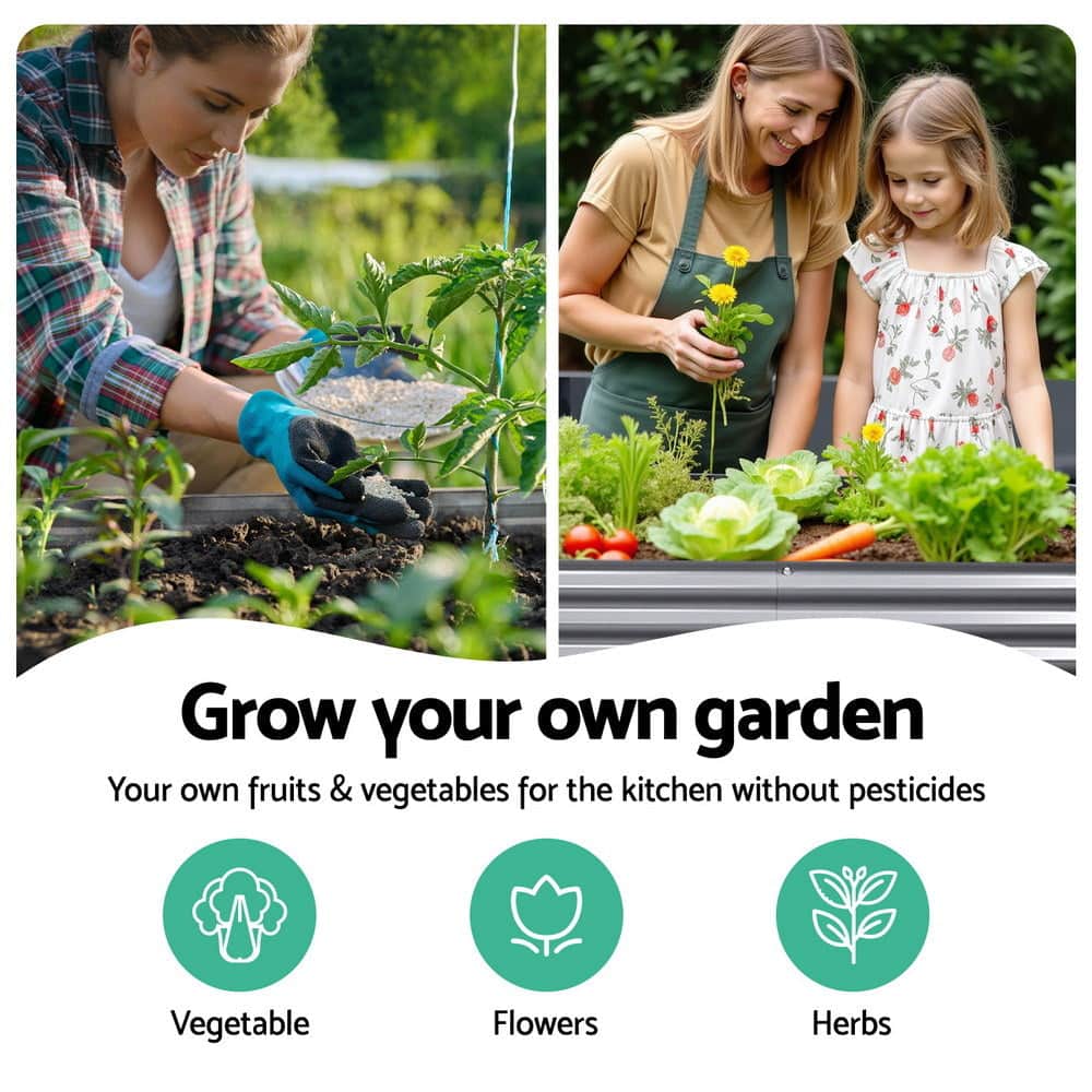 Garden Bed 320X80X42cm Oval Planter Box Raised Container Galvanised