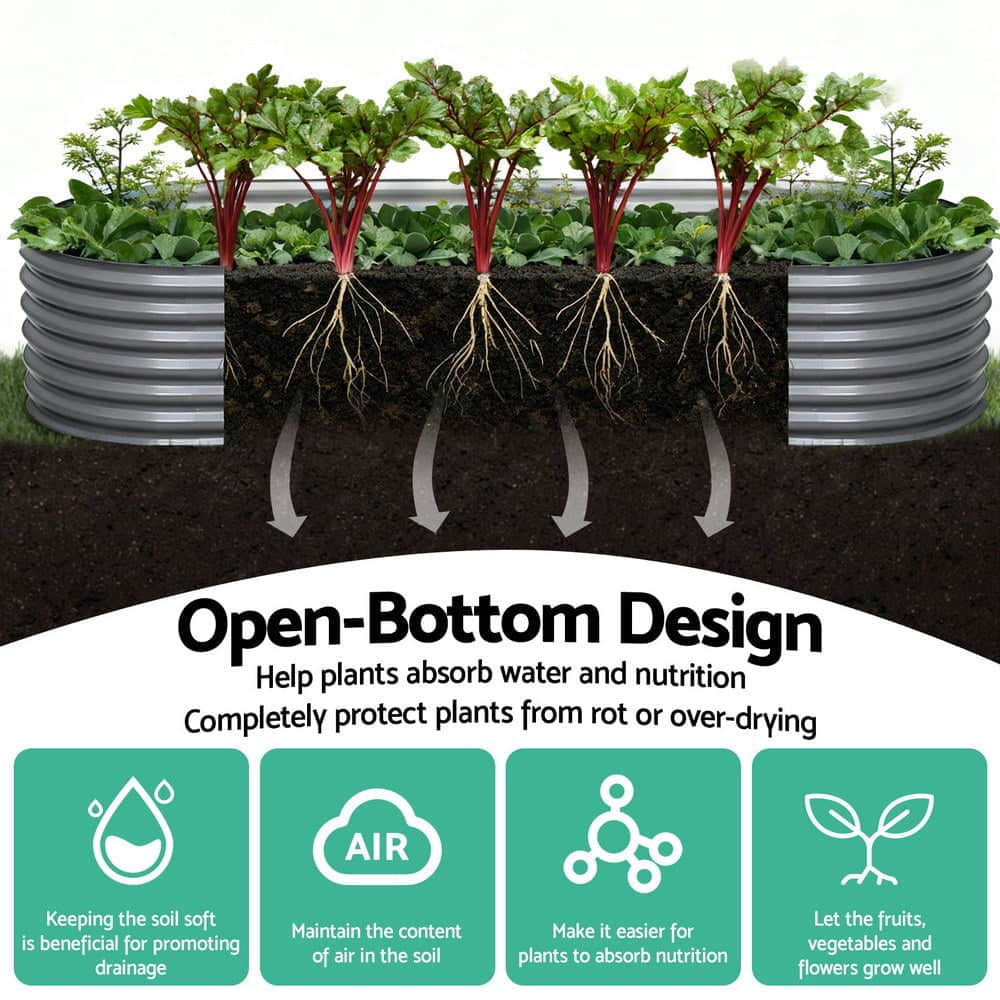 Garden Bed 320X80X42cm Oval Planter Box Raised Container Galvanised