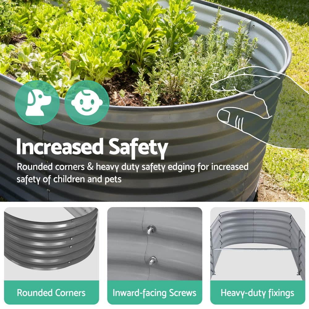 Garden Bed 320X80X42cm Oval Planter Box Raised Container Galvanised