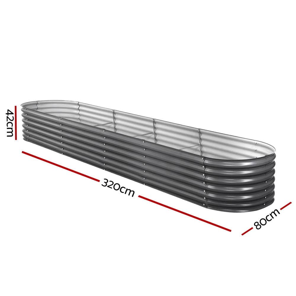 Garden Bed 320X80X42cm Oval Planter Box Raised Container Galvanised