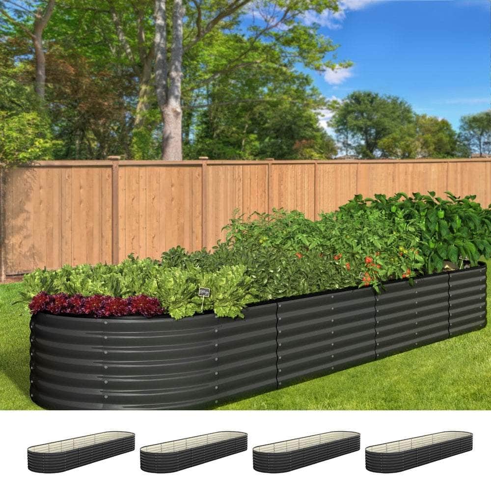 Garden Bed 320X80X56cm Galvanised Steel 4pcs