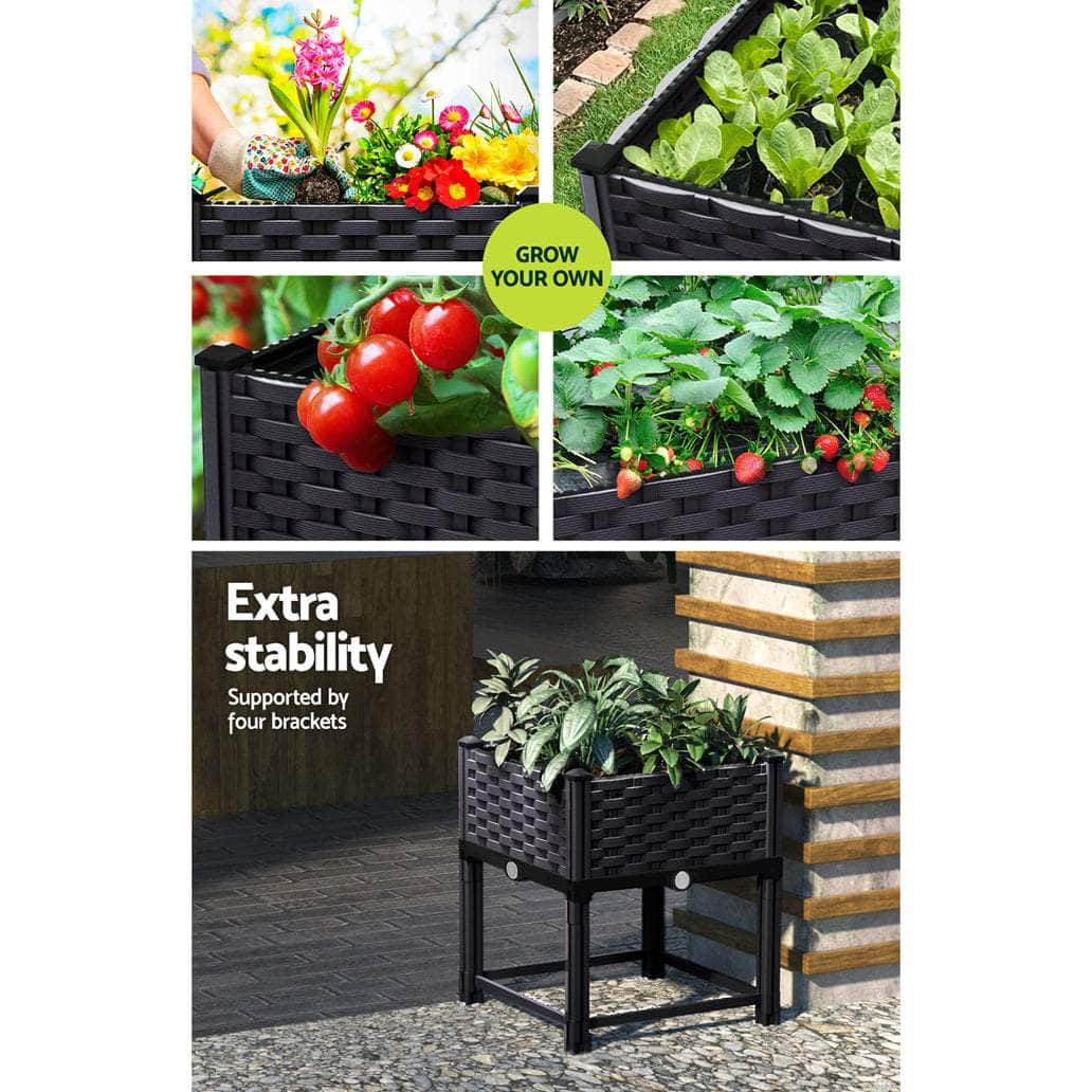 Garden Bed 40x40x23cm PP Planter Box Raised Container Growing Herb with Greenhouses & Accessories