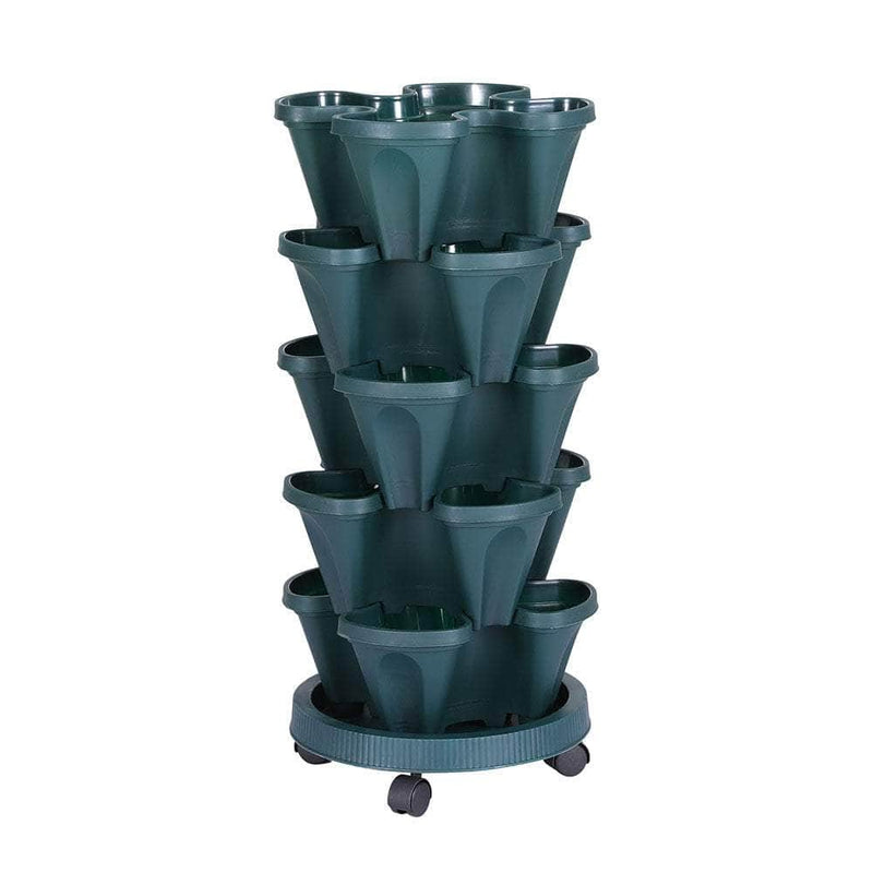 Garden Bed 5 Tier Vertical Garden Strawberry Stackable Planters Herbs Petunias