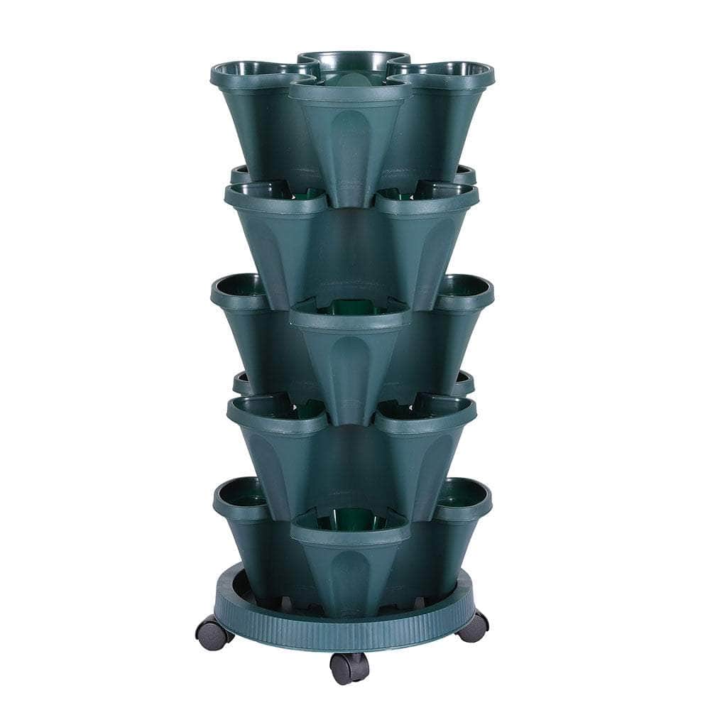 Garden Bed 5 Tier Vertical Garden Strawberry Stackable Planters Herbs Petunias