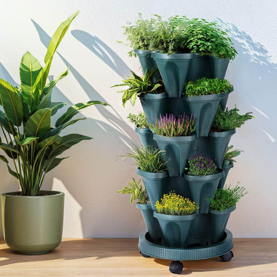 Garden Bed 5 Tier Vertical Garden Strawberry Stackable Planters Herbs Petunias, Grow Bags - photo 7