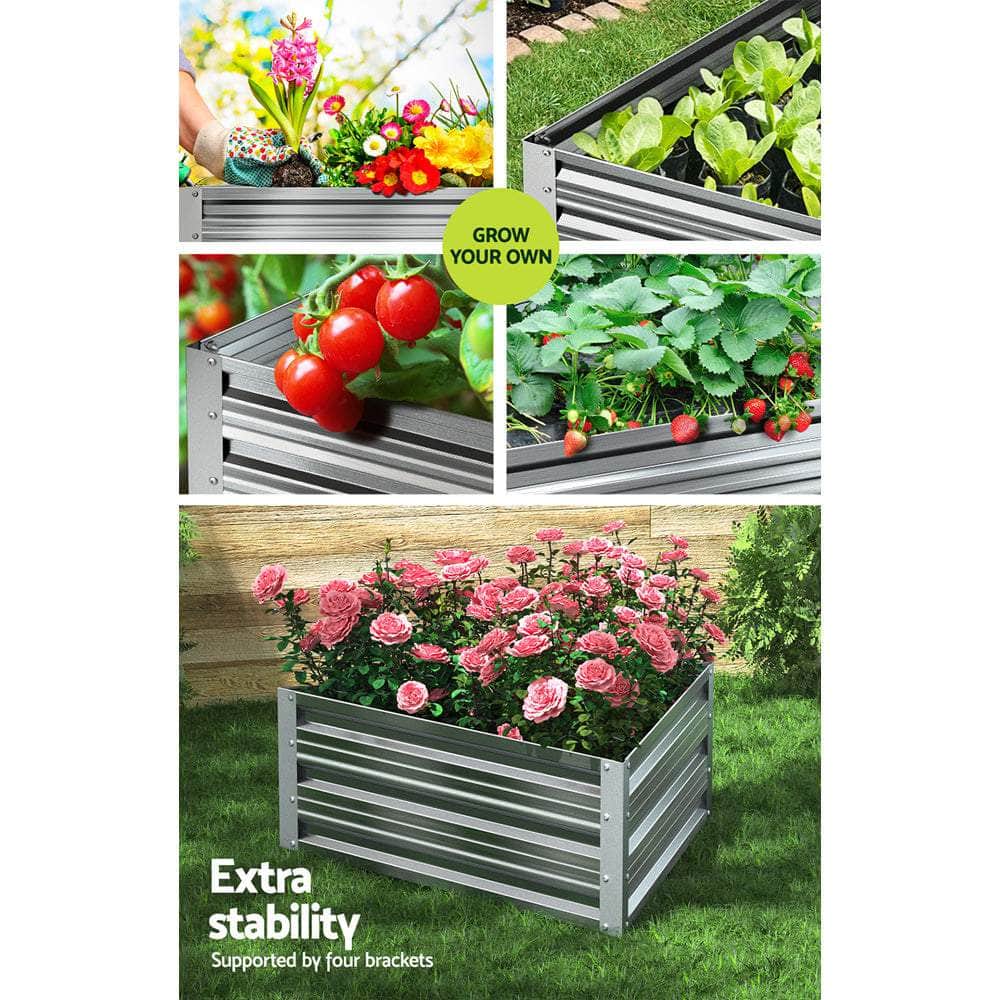 Garden Bed 86x86x30cm Planter Box Raised Container Galvanised Herb