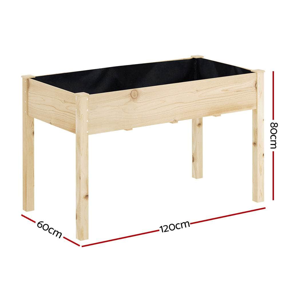 Wooden finish - Garden Bed Elevated 120x60x80cm Wooden Planter Box Raised Container
