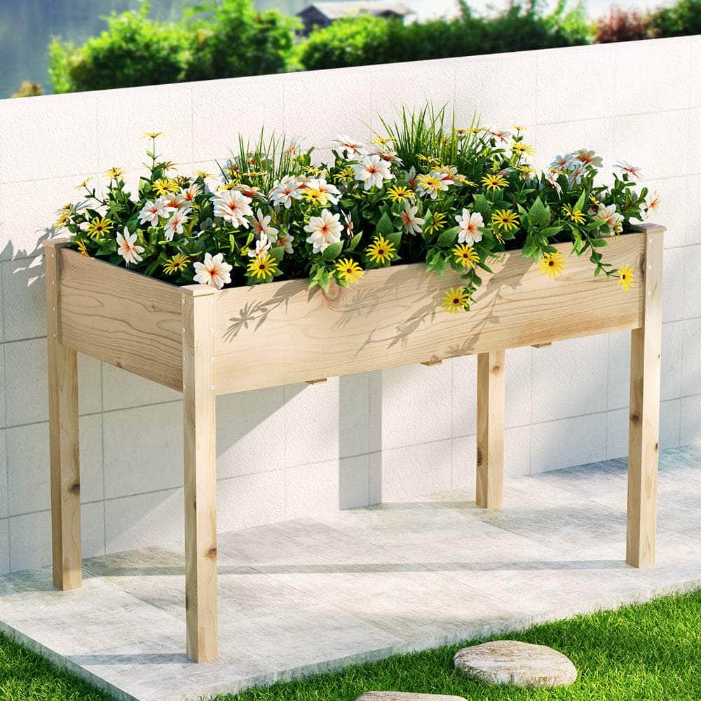Garden Bed Elevated 120x60x80cm Wooden Planter Box Raised Container, Wooden finish