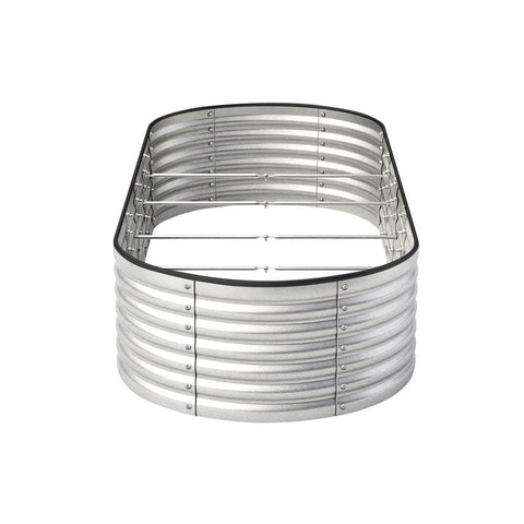Garden Bed Oval Galvanised Steel Container 240x80x56cm Silver