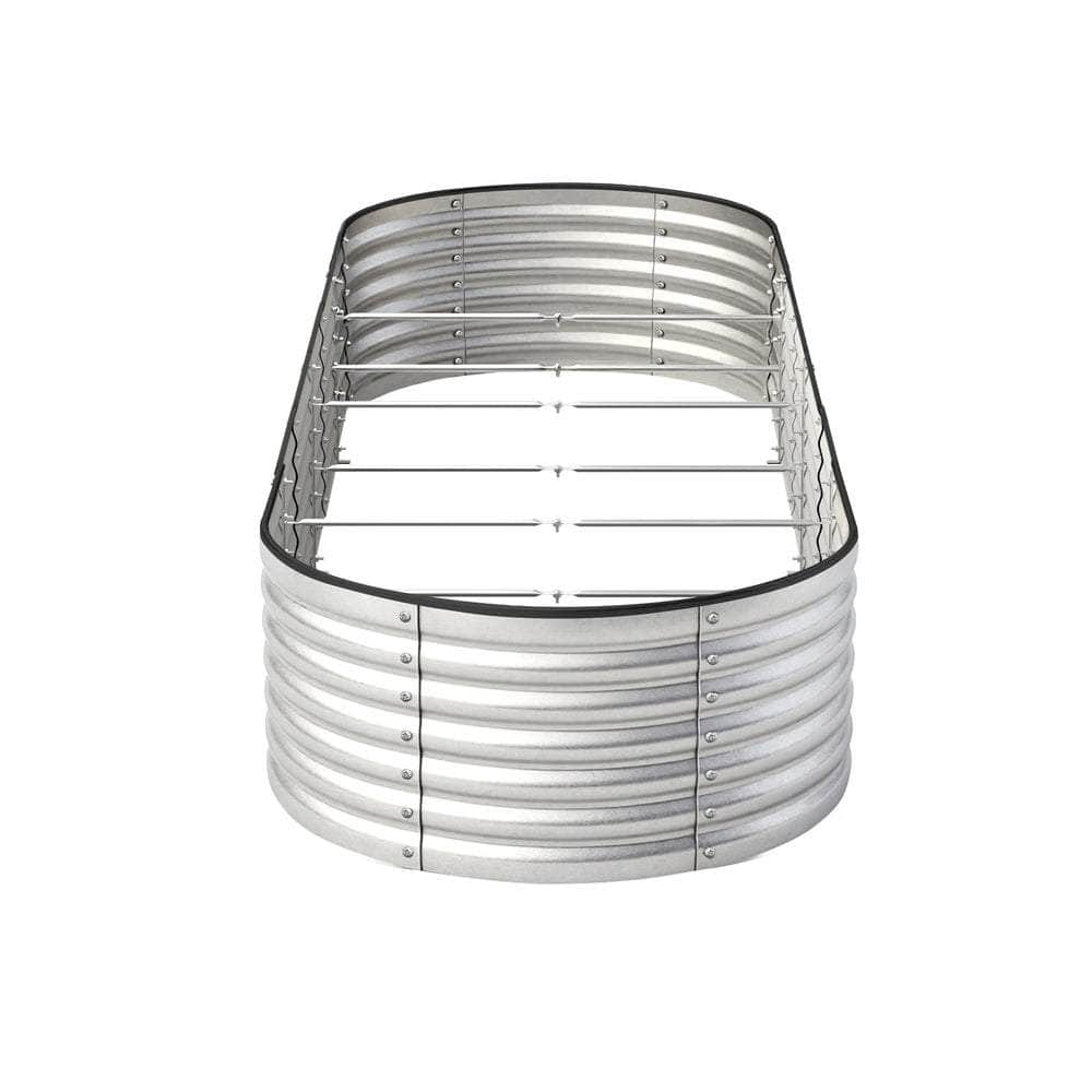Garden Bed Oval Galvanised Steel Container 240x80x56cm Silver