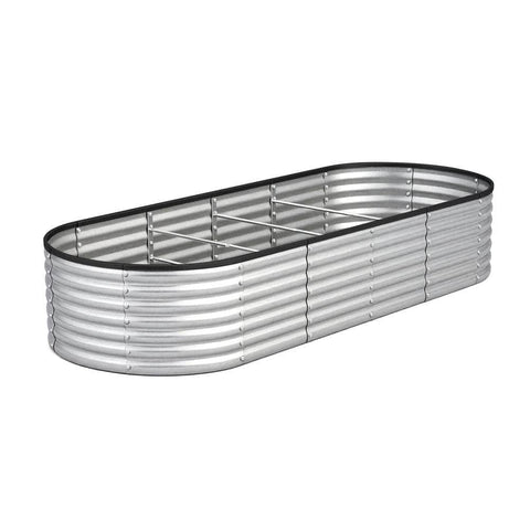 Garden Bed Oval Galvanised Steel Container 240x80x56cm Silver