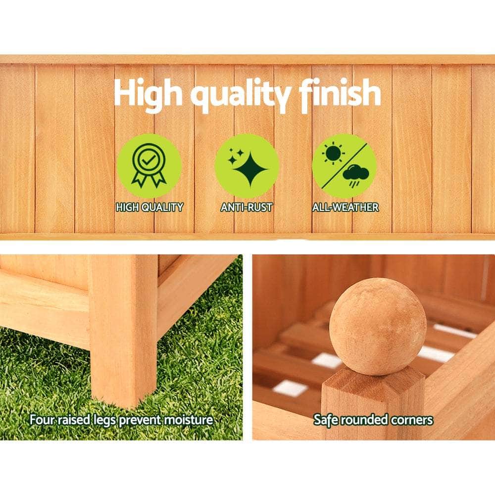 Garden Bed Wooden 64x35x115cm Planter Raised Box Container Trellis