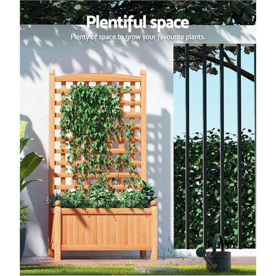 Garden Bed Wooden 64x35x115cm Planter Raised Box Container Trellis, Wooden finish