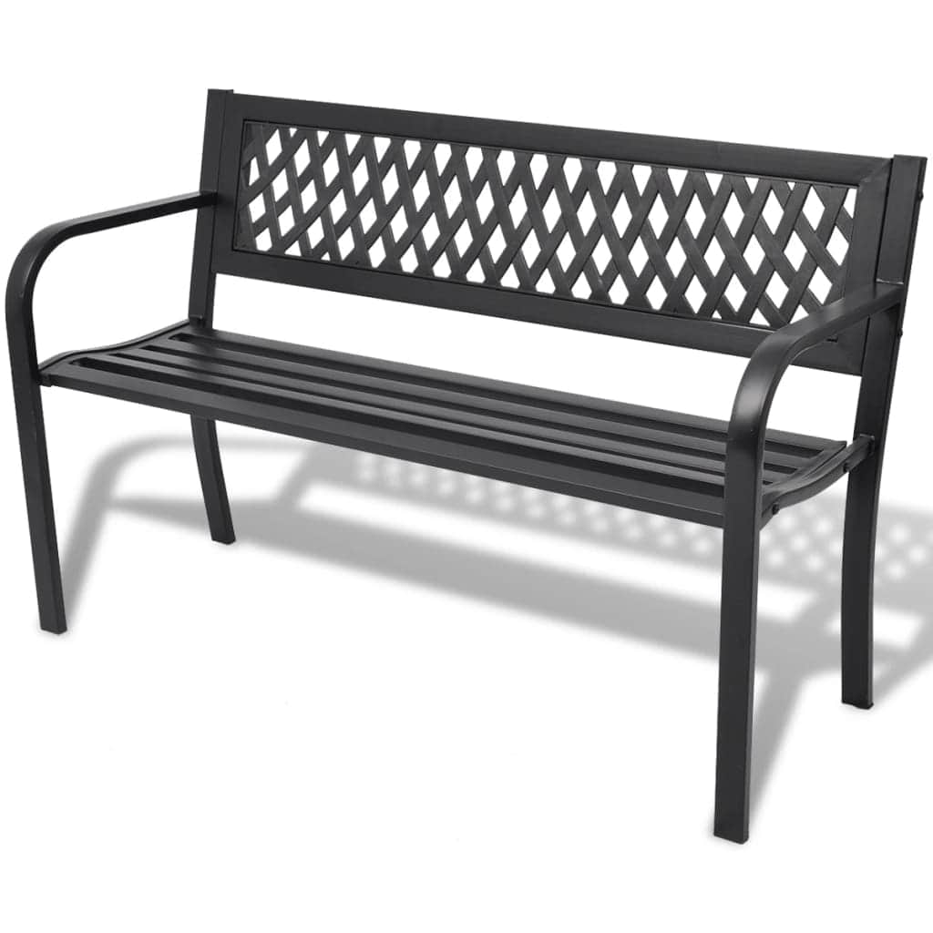 Garden Bench 118 cm Steel Black - Simple deals