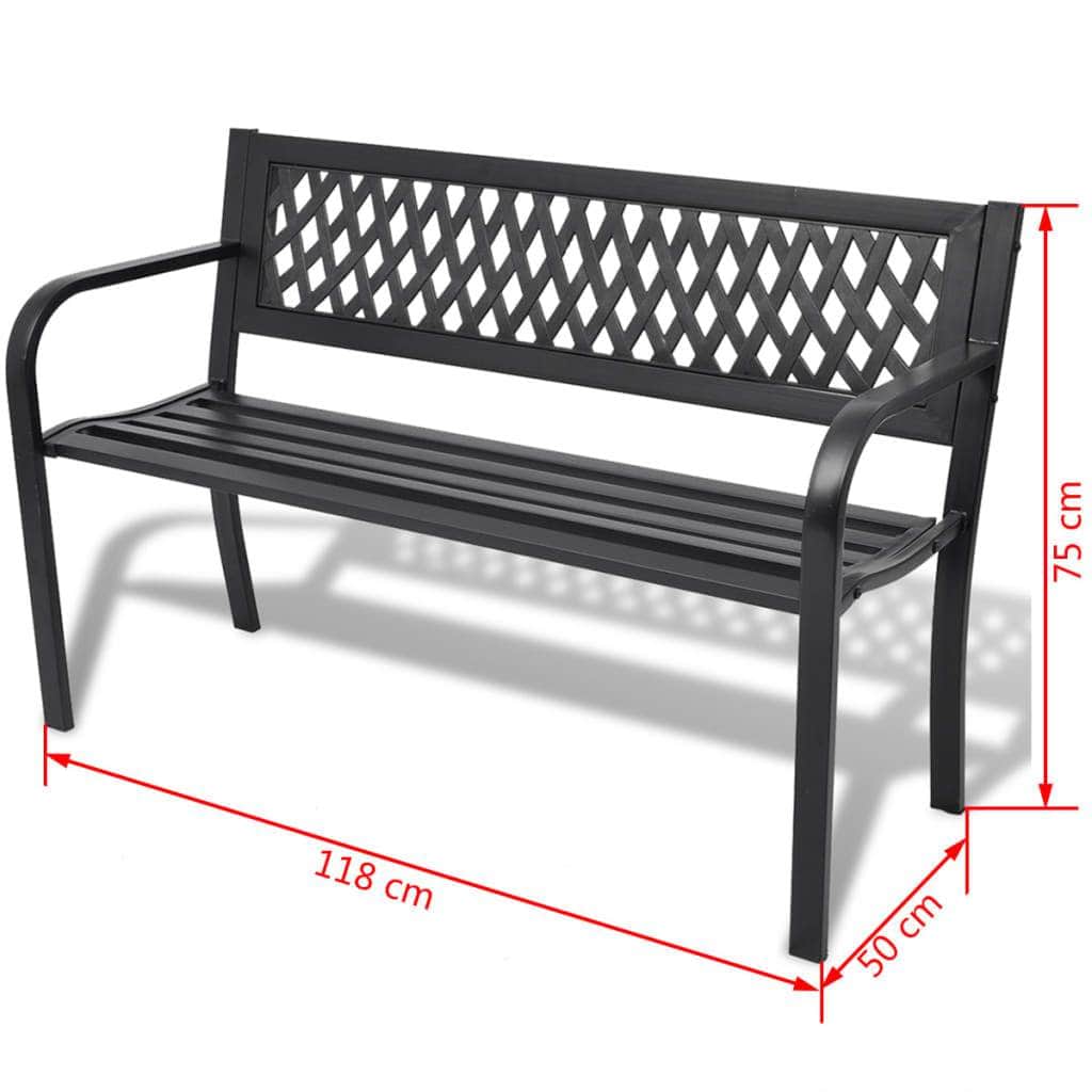 Garden Bench 118 cm Steel Black - Simple deals