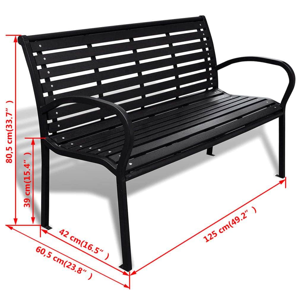 Garden Bench 125 cm Steel and WPC Black - Simple deals