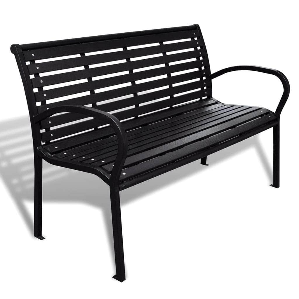 Garden Bench 125 cm Steel and WPC Black - Simple deals