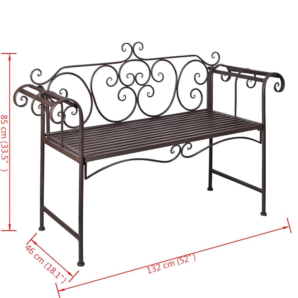 Garden Bench 132 cm Steel Antique Brown - Simple deals