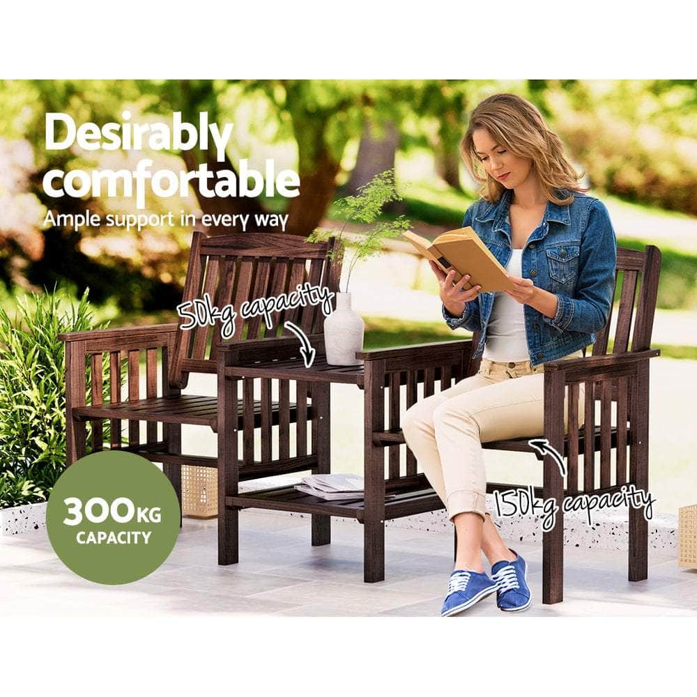 Garden Bench Chair Table Loveseat Wooden Outdoor Furniture Patio Park Charcoal