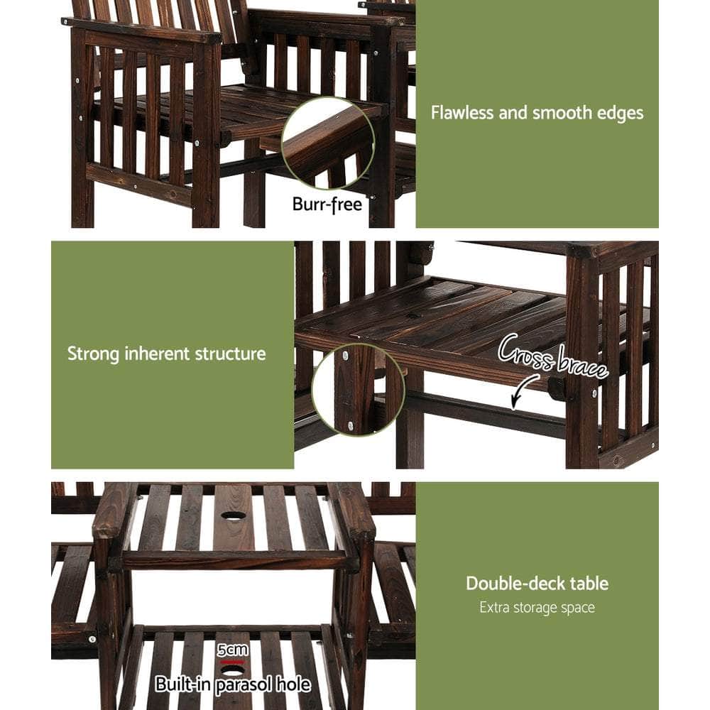 Garden Bench Chair Table Loveseat Wooden Outdoor Furniture Patio Park Charcoal