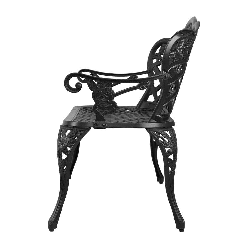 Garden Bench Patio Porch Park Lounge Cast Aluminium Outdoor Furniture