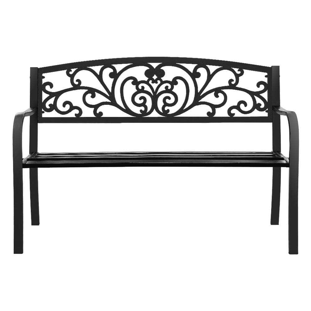 Garden Bench Seat Outdoor Chair Steel Iron Patio Furniture Lounge Porch Lounger Vintage Black Gardeon