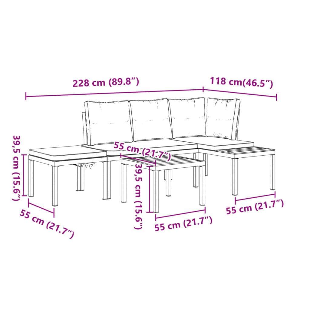 Garden Bench Set with Cushions 4 pcs Black