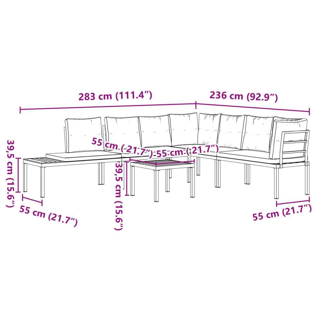 Garden Bench Set with Cushions 5 pcs Black