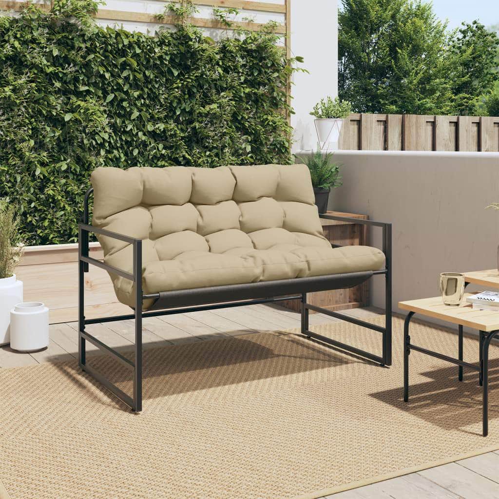 Garden Bench with Cushion Taupe 113 cm Steel | Steel finish