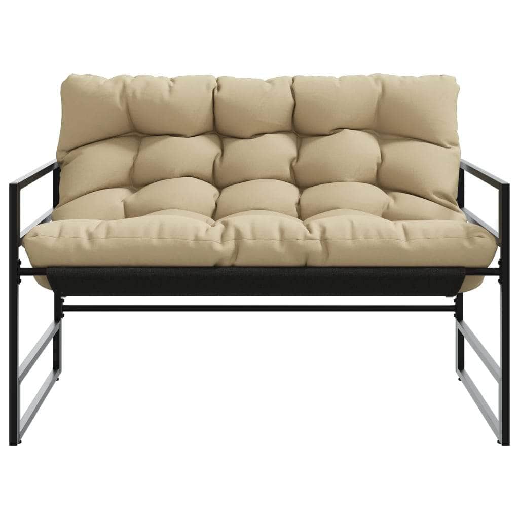 Outdoor Benches - Garden Bench with Cushion Taupe 113 cm Steel