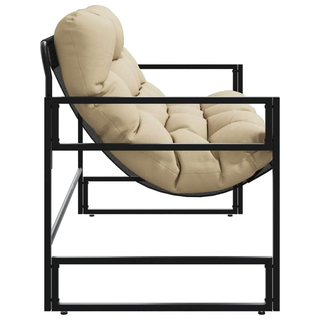 Garden Bench with Cushion Taupe 113 cm Steel | Outdoor Benches