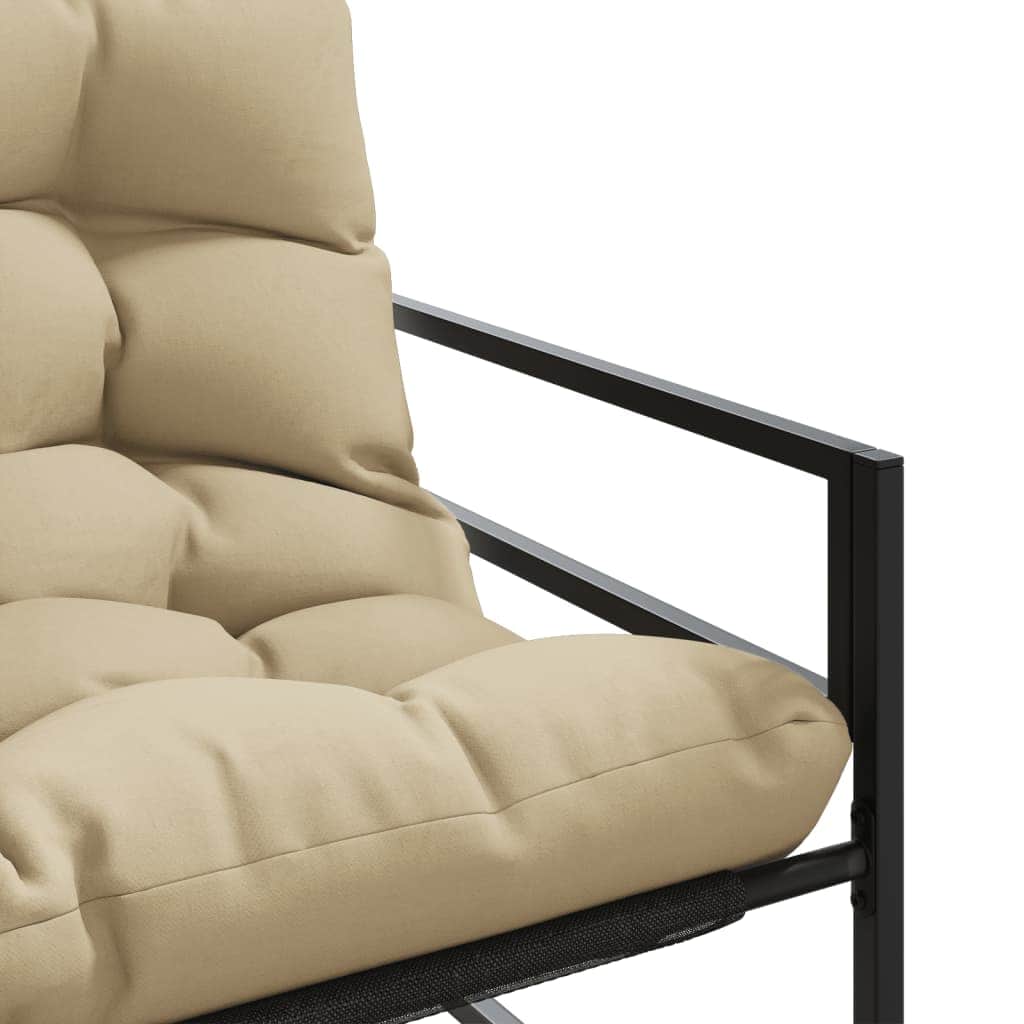 Garden Bench with Cushion Taupe 113 cm Steel, Outdoor Benches