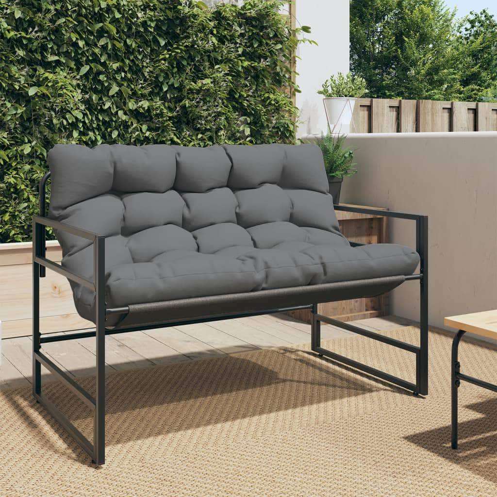 Garden Bench with Cushion Taupe 113 cm Steel, Steel finish