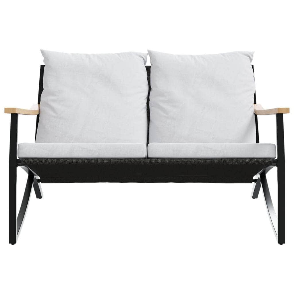 Garden Bench with Cushions 120 cm Black Steel, Steel finish