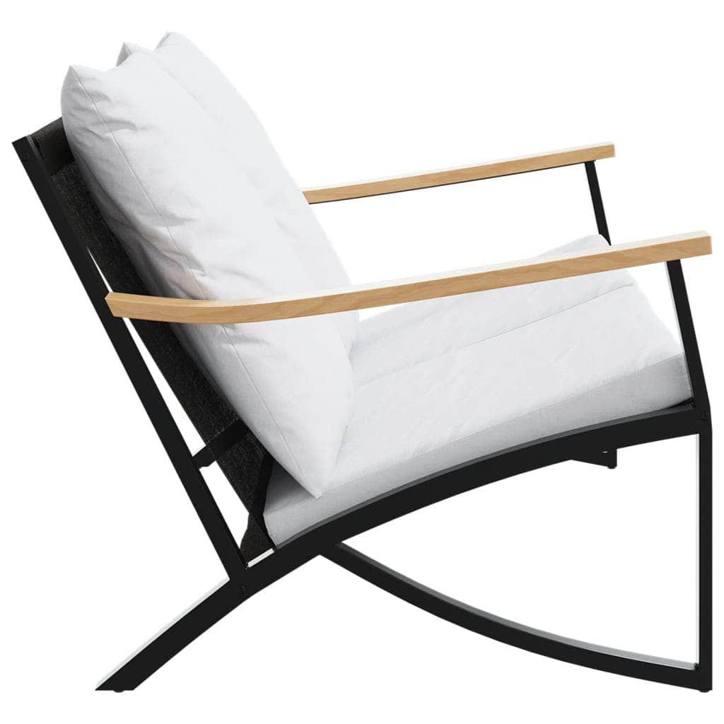 Black colour - Garden Bench with Cushions 120 cm Black Steel