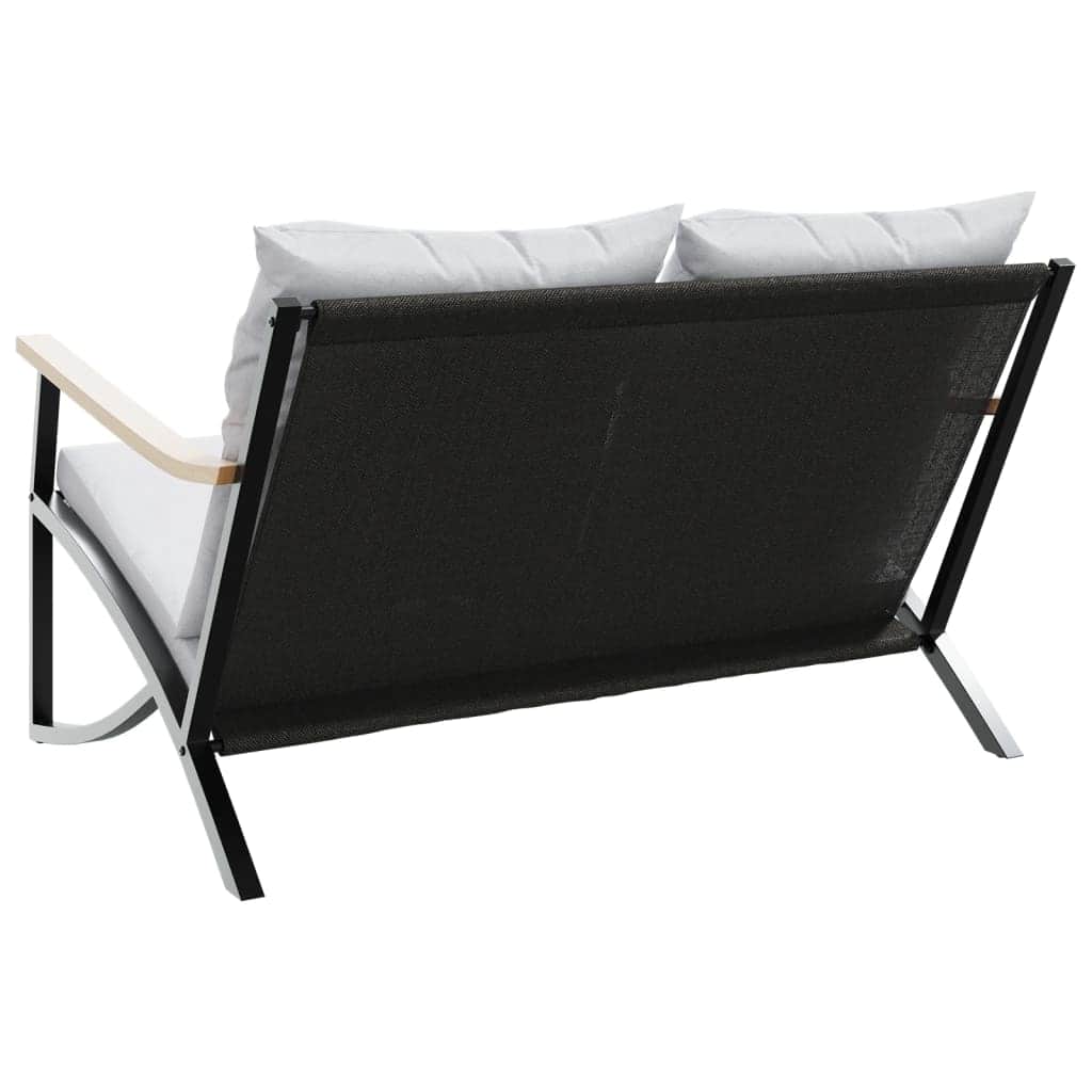 Steel finish - Garden Bench with Cushions 120 cm Black Steel