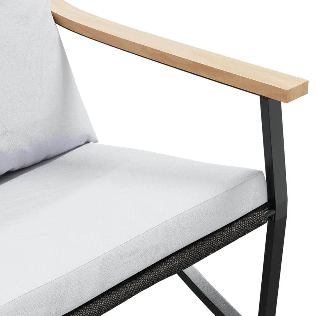 Garden Bench with Cushions 120 cm Black Steel | Outdoor Outdoor Furniture Sets