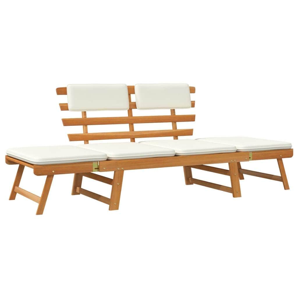 Garden Bench with Cushions 2 - in - 1 190 cm Solid Acacia Wood - Simple deals