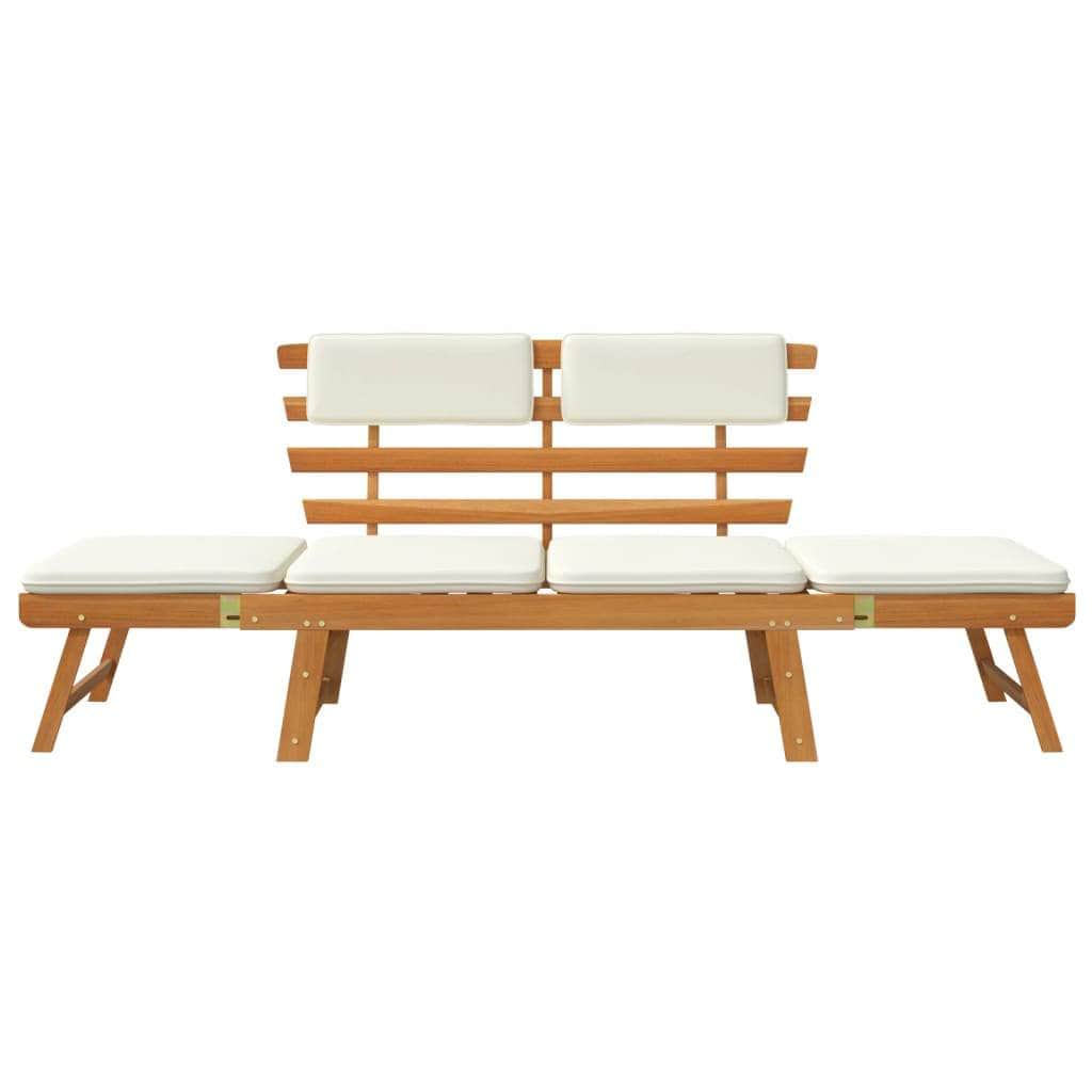 Garden Bench with Cushions 2 - in - 1 190 cm Solid Acacia Wood - Simple deals