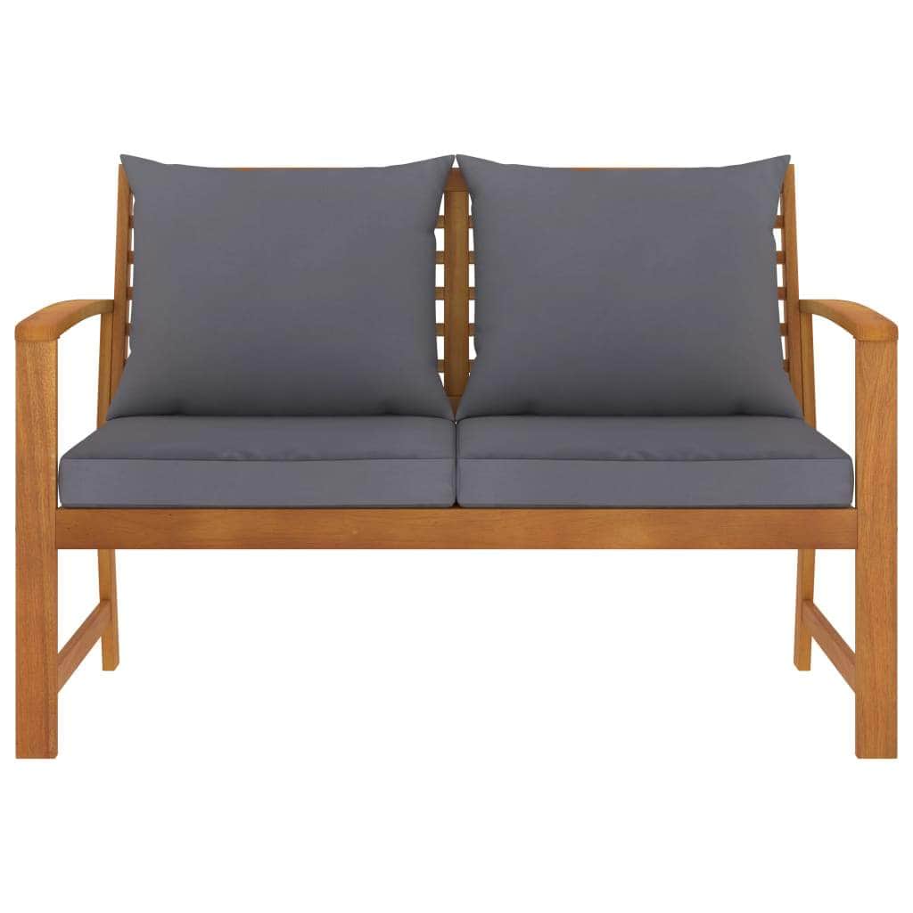 Grey colour - Garden Bench with Dark Grey Cushion Solid Acacia Wood