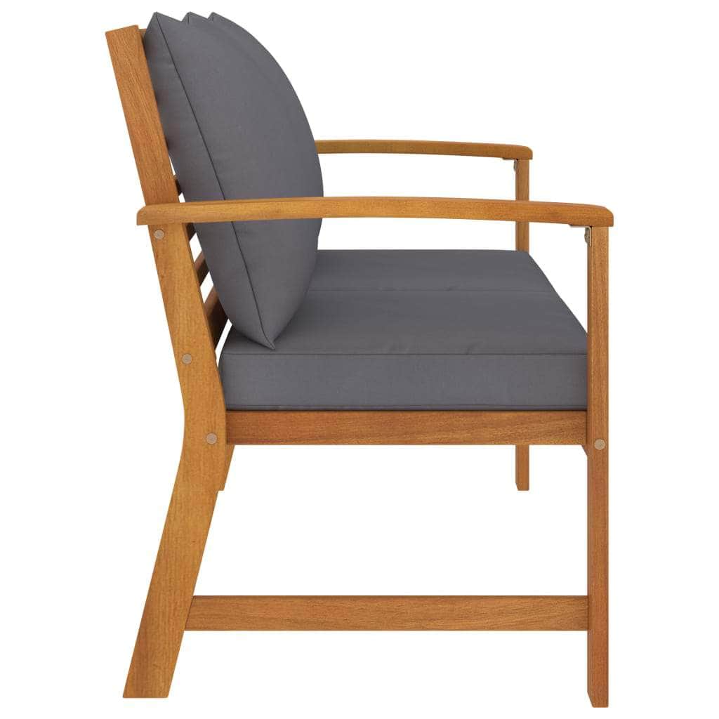 Garden Bench with Dark Grey Cushion Solid Acacia Wood | Acacia finish