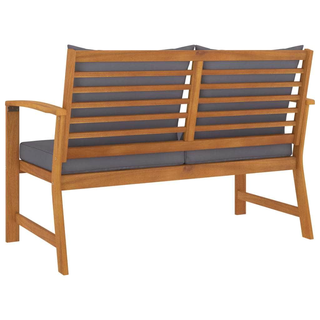 Outdoor Benches - Garden Bench with Dark Grey Cushion Solid Acacia Wood