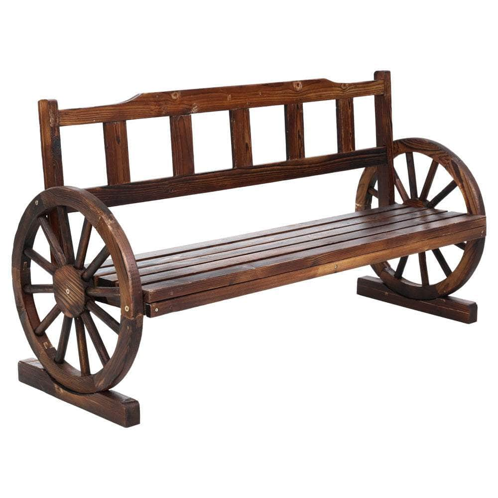 Garden Bench Wooden Wagon Chair 3 Seat Outdoor Furniture Backyard Lounge